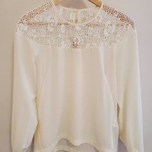 H&M Lace/Embroidered Shoulder Blouse